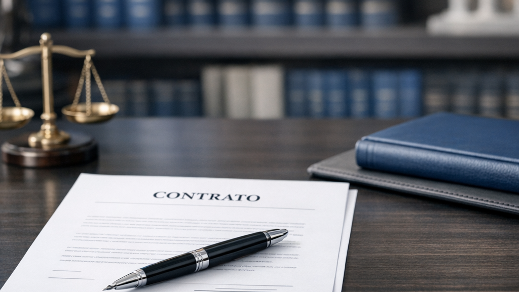 Legal contract and pen on desk symbolizing property acquisition via prescripción adquisitiva in Argentina.